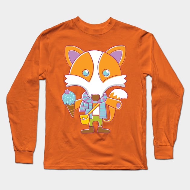 Fox with Ice Cream Long Sleeve T-Shirt by vaughanduck